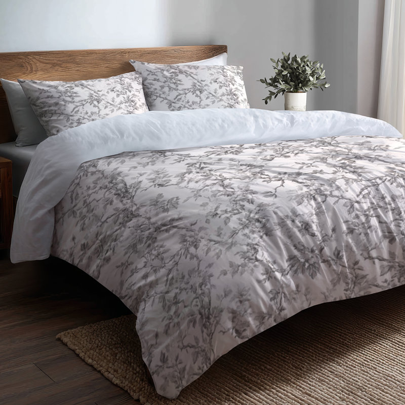 Ensemble d'édredon 6 pièces Modern - Ensemble d'édredon gris Whisper Toile, Édredon grand et 3 pièces supplémentaires