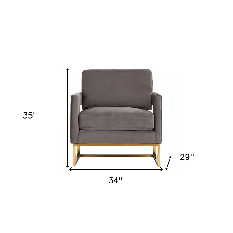 Fauteuil en polyester 33,5 po Cesiah, Gris, Or