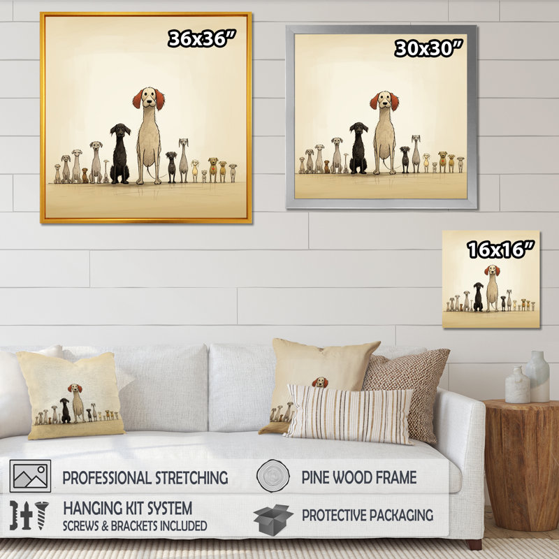 «Gray Childrens Dog Nursery - Animals», reproduction d'art murale, Cadre flottant noir, H 30 po x l 30 po x P 1,5 po