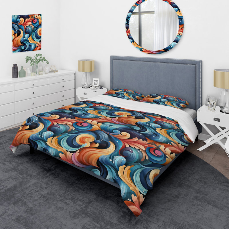 Ensemble de housse de couette Colorful Enchanted Spiral Dreams, Housse de couette simple + 1 taie décorative stan