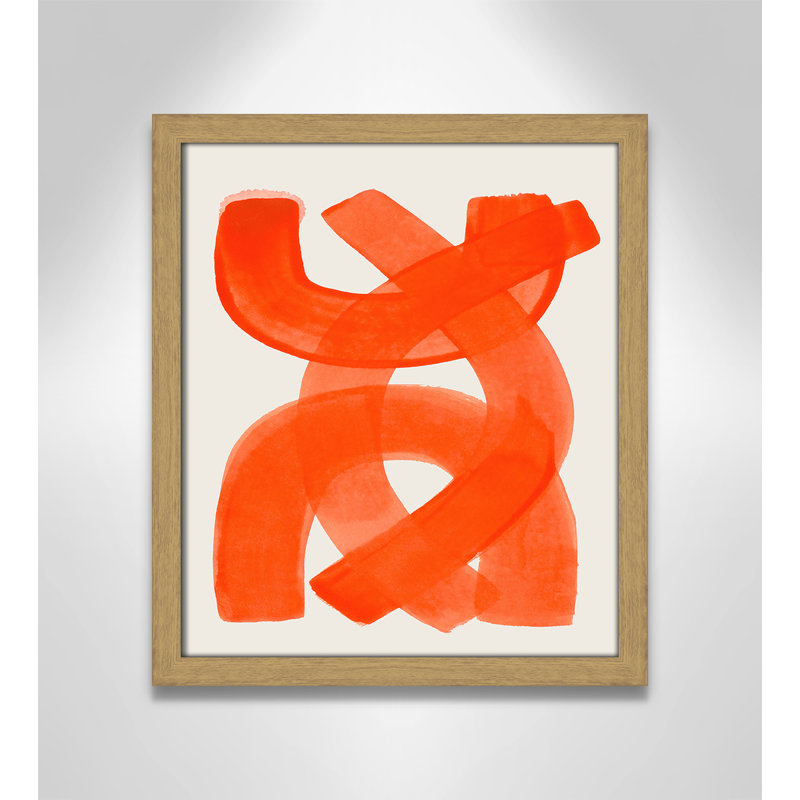 «Orange Strokes Print» par Haniff, Natural Woodgrain, L 13 po x H 15 po, Framed Print