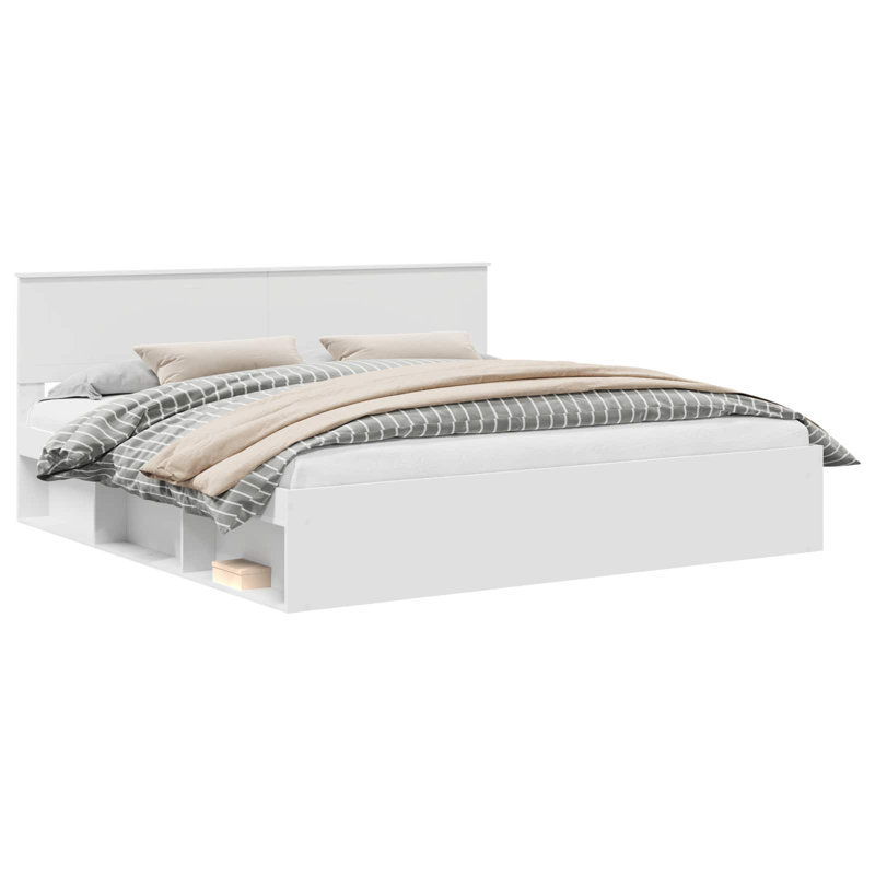 Solid Wood Bed, White, Super King (6')