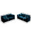 Salon 2 en tissu chenille bleu. Bois, éponge haute, revêtement respirant pour un look élégant, base, tissu, assise confortable solide