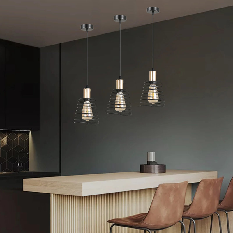 Retro Black Metal Cage Pendant Light