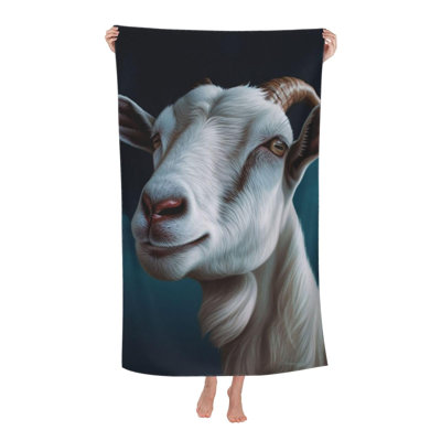 Serviette de plage Goat surdimensionnée, antisable, idéale pour la piscine et la natation. Couverture de voyage légère, à séchage rapide et absorbante, parfaite pour les voyages et les croisières. Dimensions : 81 x 160 cm.