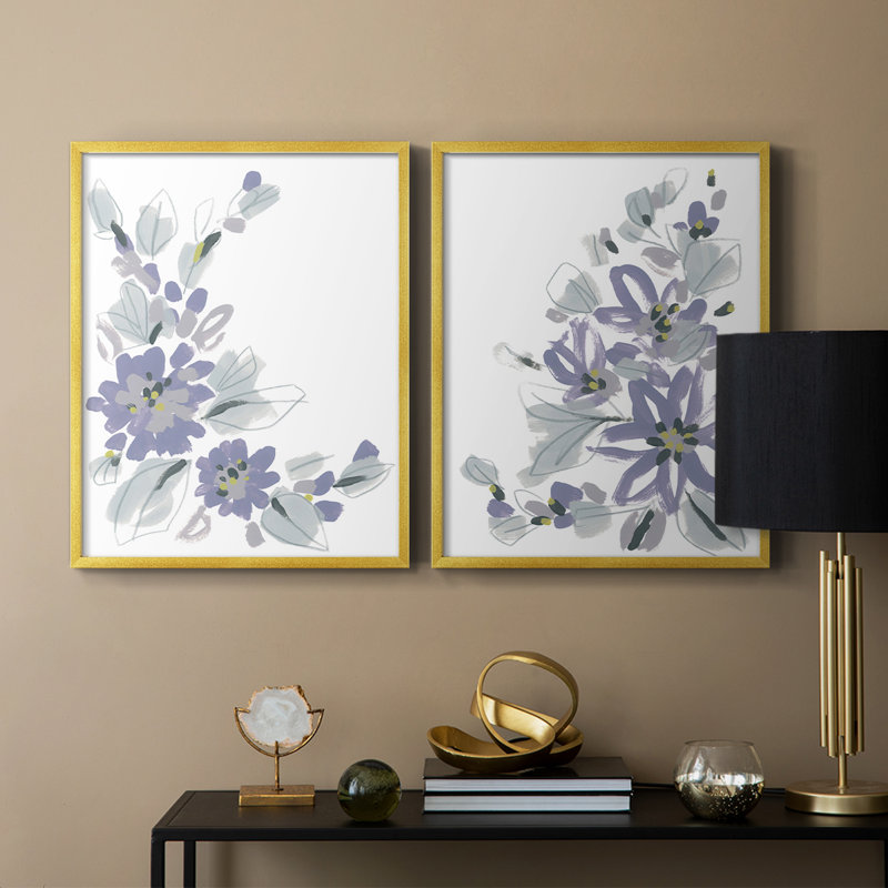 Periwinkle Patch III - reproduction encadrée de qualité supérieure - prête à être accrochée - aucun clou requis - aucun clou requis