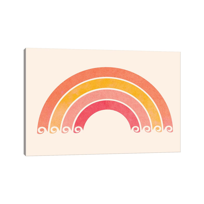Retro Rainbow Waves - Wrapped Canvas Print, 20.32 cm H x 30.48 cm W