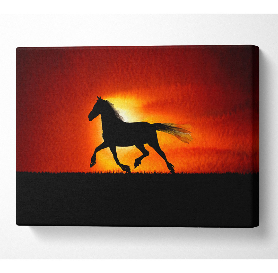 Running Horse Sunset Blaze - Leinwanddrucke auf Leinwand