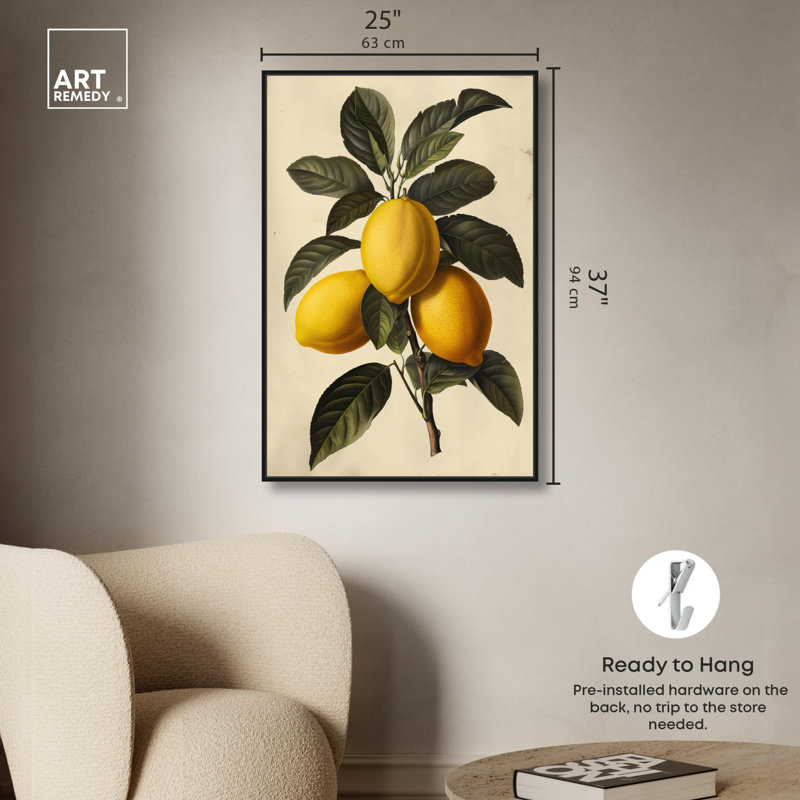 Impression sur toile Zesty Precision par Art Remedy, H 37 po x l 25 po, Cadre flottant noir