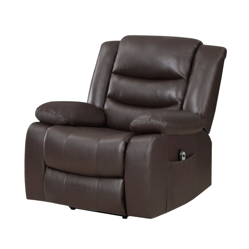 Rauno Faux Leather Lift Assist Power Recliner, Dark Brown