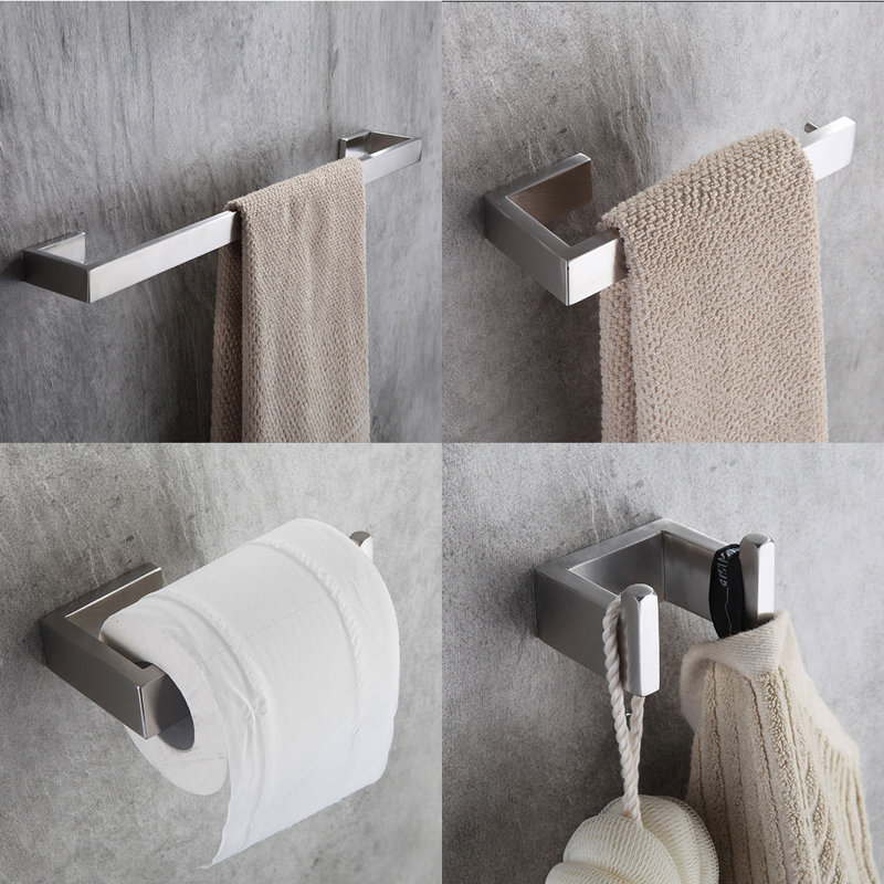 Ensemble de quincaillerie de salle de bain 4 pièces, Nickel brossé