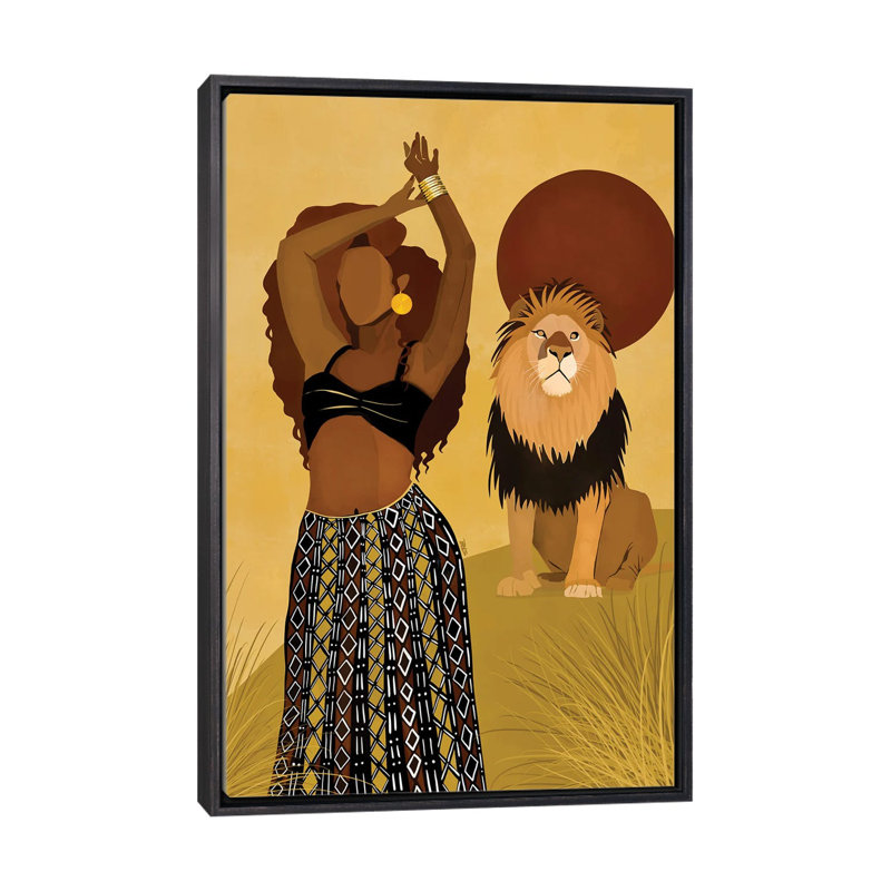 Maya par Bria Nicole-impression d’art graphique, Pas de tapis, H 26 po x l 18 po x 1,5 po, Toile avec cadre noir patiné
