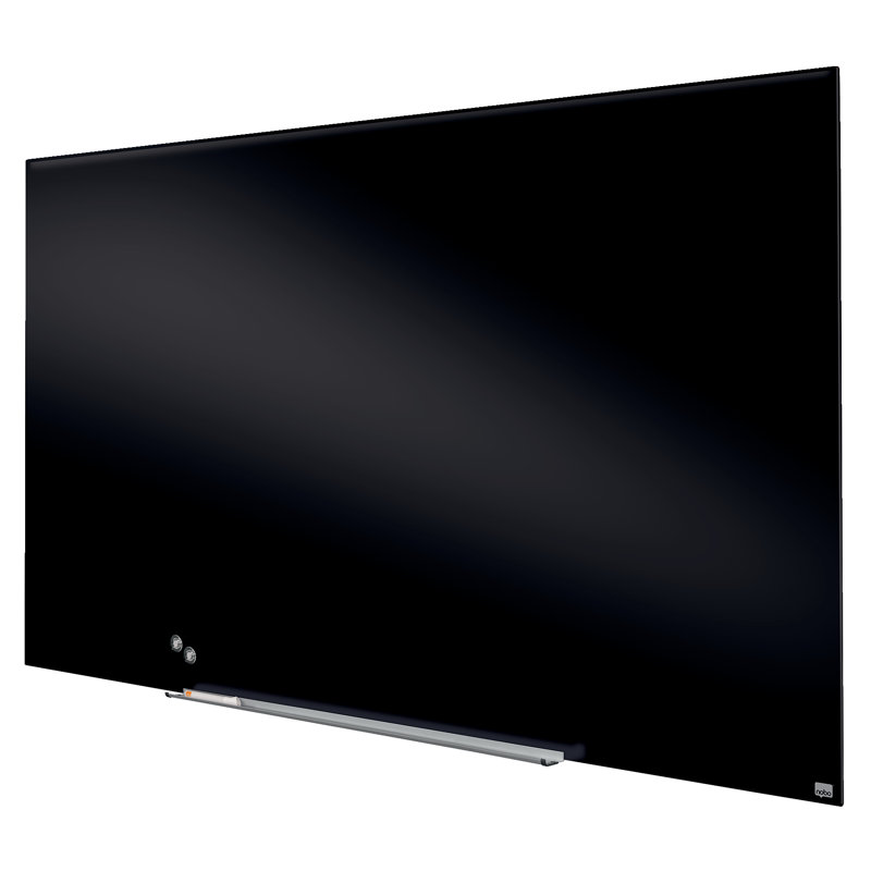 Wall Mounted Magnetic Glass Board, 55.9cm H x 99.3cm L, Black