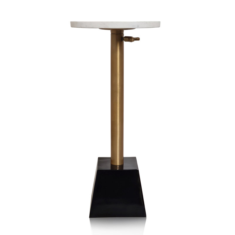 Table de bout à piédestal, Noir / bronze brossé, Blanc, H 22 po x l 12 po x P 10 po