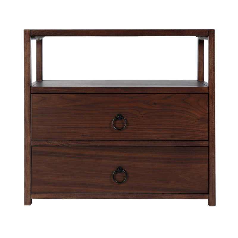 Lark 2 Drawer Wide Nightstand, Brown