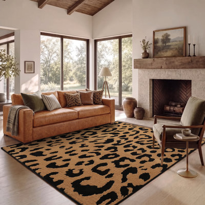 Tapis de sol moderne à motif léopard, lavable à la machine et antidérapant