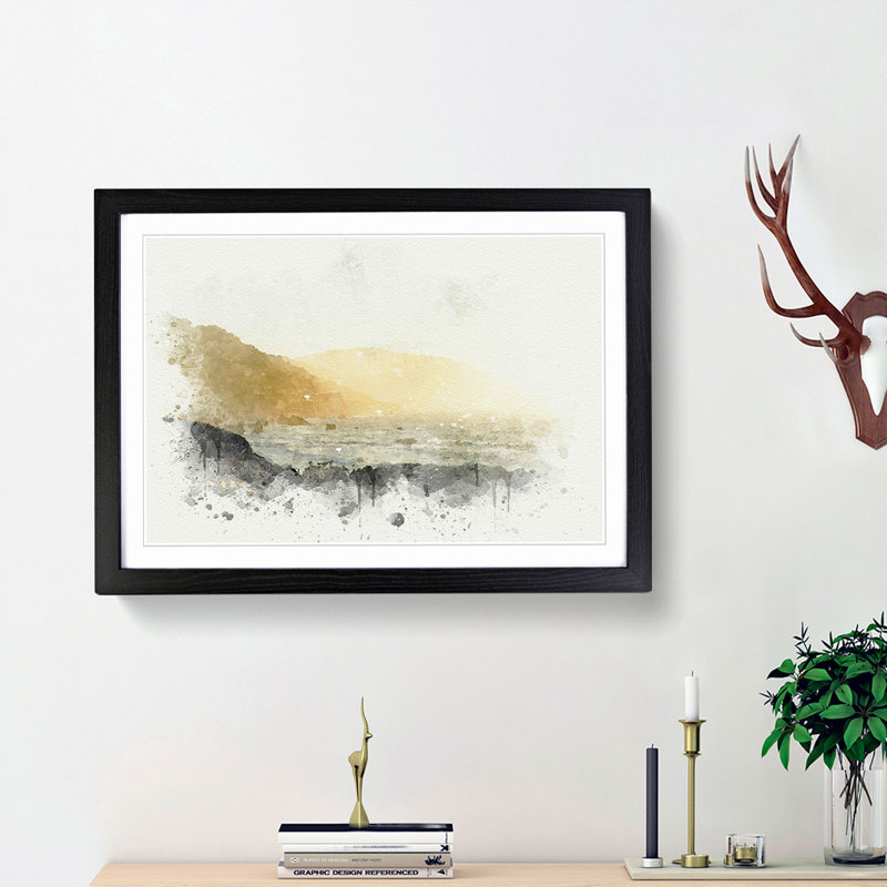 Pacific Ocean in California in Abstract - Picture Frame Graphic Art Print, 48cm H x 65cm W x 2cm D, Black Framed