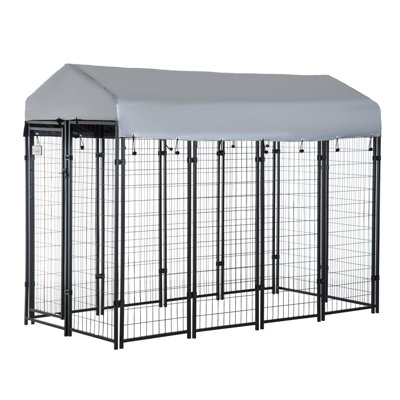 8' x 4' x 6' Dog Playpen Outdoor, Dog Kennel Dog Exercise Pen with Lockable Door, Water-resistant Canopy, for Medium and Large Dogs
