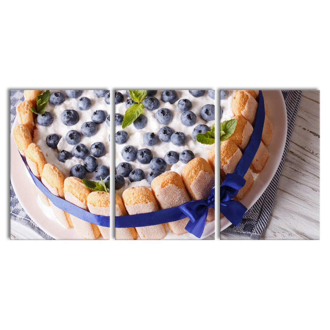 3-tlg. Leinwandbilder-Set Delicious Blueberry Pie