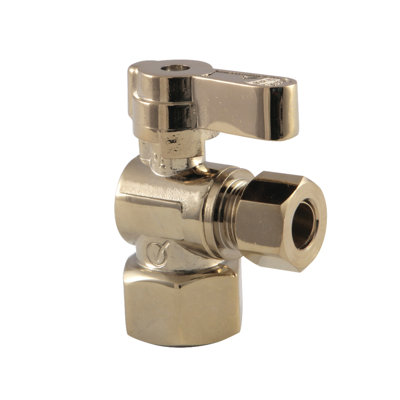 Kingston Brass Baseline 1/2-Inch FIP x 3/8-Inch OD Comp Quarter-Turn Angle Stop Valve