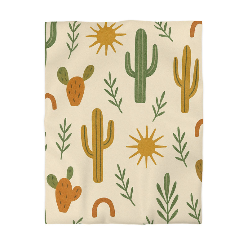 Microfiber Duvet Cover Boho Style, Design 23, Twin Duvet Cover, Orange/Yellow/Green/Cream