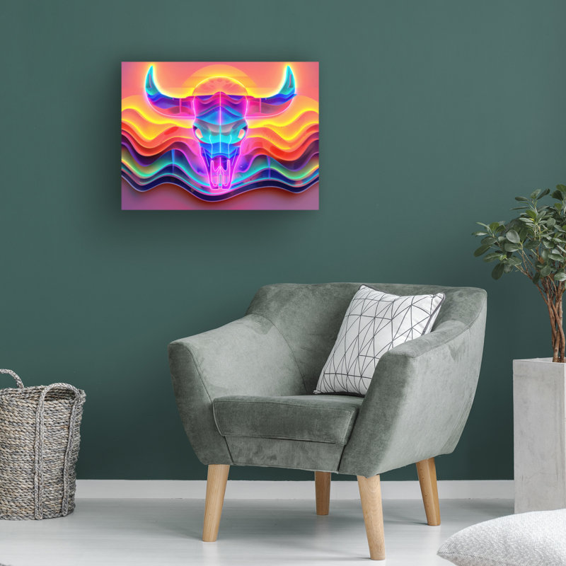 Art sur toile Ray Heere Neon Skull 2, H 14 po x l 19 po