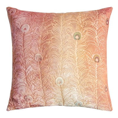 Peacock Feather Square Velvet Pillow Cover & Insert