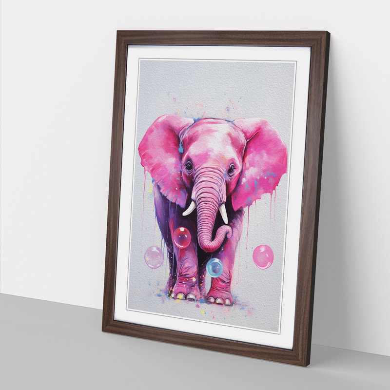 Elephant Bubble Gum - Framed Print, Walnut, 64cm H x 46cm W x 2cm D