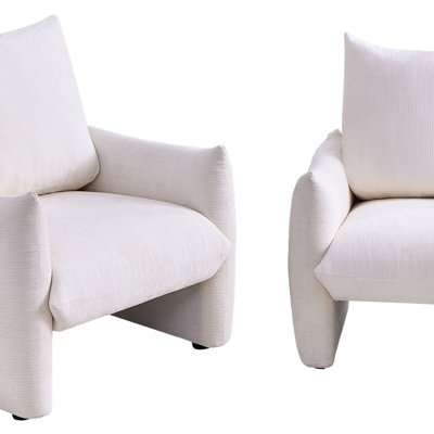 Modern Chenille Accent Chair, 34.3" Oversized Single Sofa Armchair with Plush Cushion, Soft Upholstered Reading Chair for Living Room, Small Space, Be