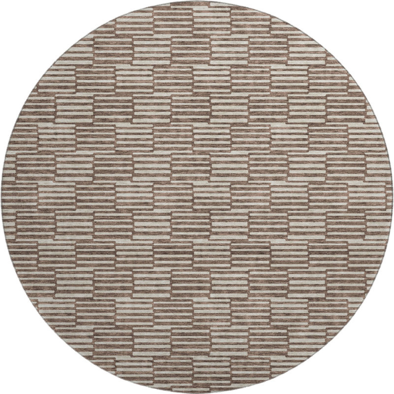 Premium Machine Washable Prisco Brown Rug, Round 8'