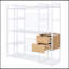 Armoire ouverte avec rails suspendus, tablettes et tiroirs, blanc