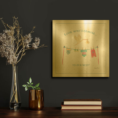 'Happy Baby 5' By Farida Zaman Gold Metal Wall Art, 12" x 12"