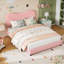 Cadre de lit simple / double / grand pour enfants avec tête de lit tapissier en velours, joli lit plateforme à profil bas pour filles et garçons-1129097564-1129097565