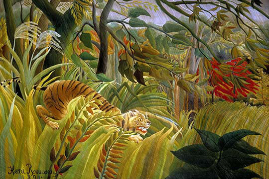 « surprise » par henri rousseau-impression non encadrée, H 28 po x l 42 po x P 1,5 po