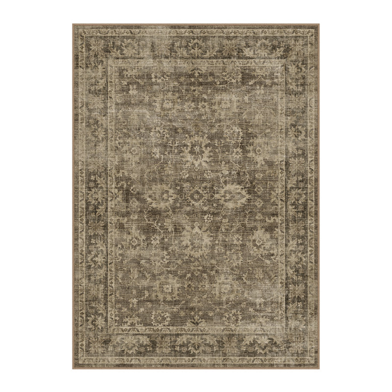 Tapis fleuri Novara, Brown, Rectangle 3'x 5'
