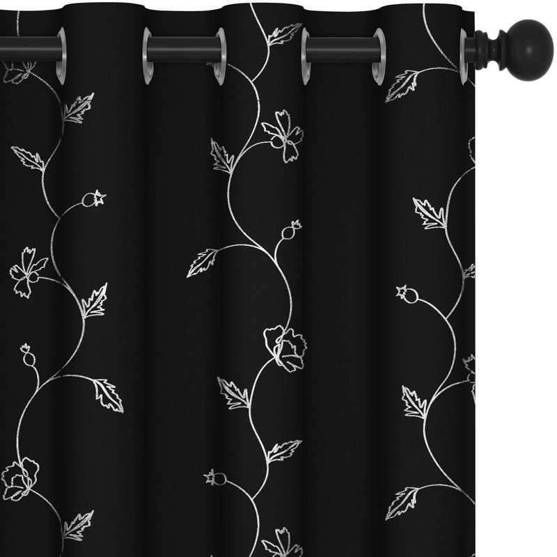 Room Darkening Curtain Panel Pair, Black, 52" W x 95" L