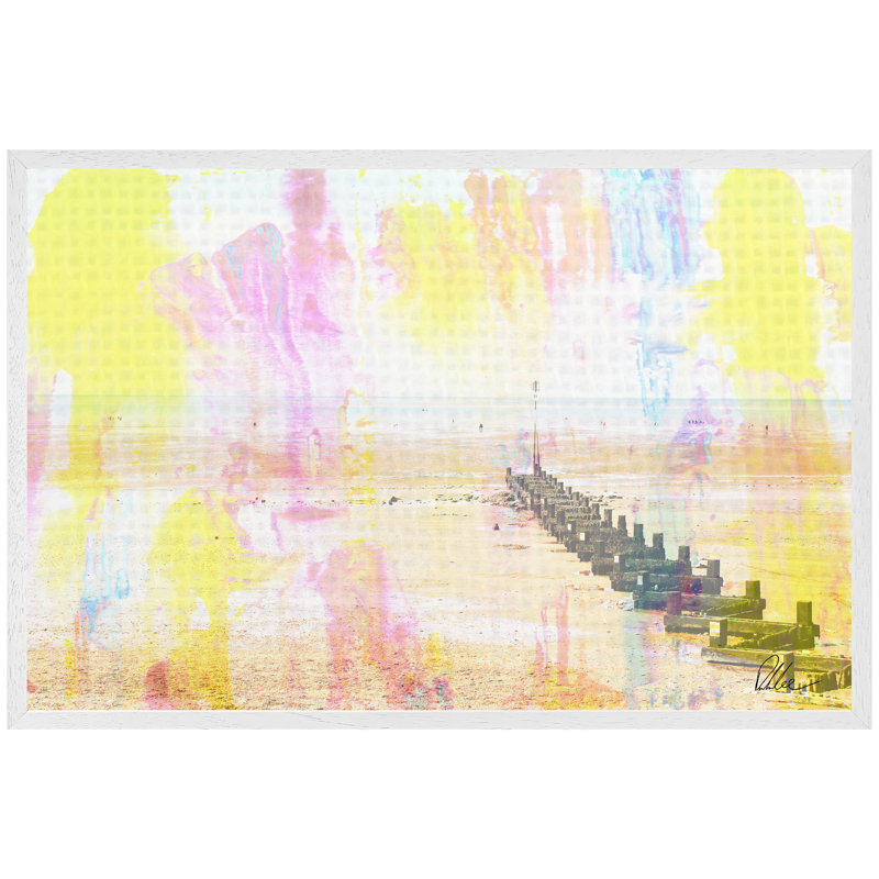 Colourful Beach - Single Picture Frame Print, 41cm H x 61cm W x 4cm D, White