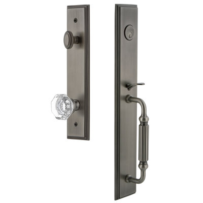 Carré Handleset with Single Cylinder Deadbolt and Chambord Door Knob and Rosette