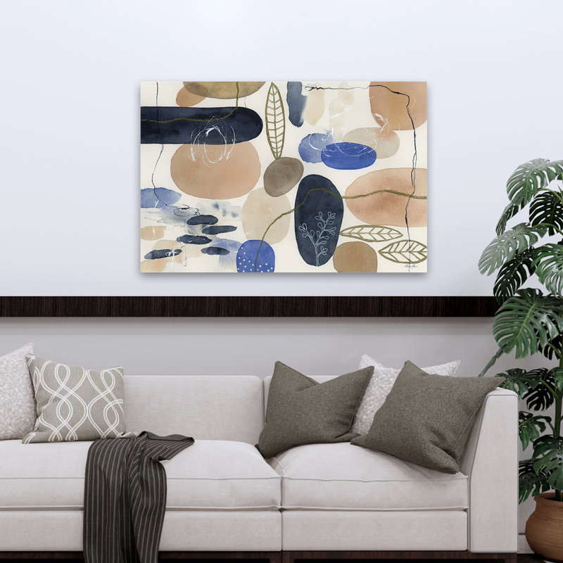 Abstrait - feuilles et pierres I, H 32 po x l 48 po