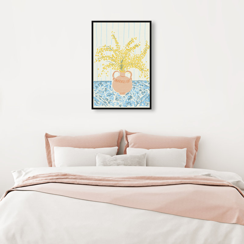 Sunny Flower Vase Print by Oliver Gal, 37"H x 25"W, Black Floater Frame