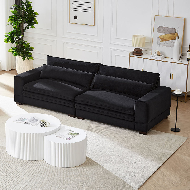 Lamere Upholstered 104.72'' Sofa, Black Polyester