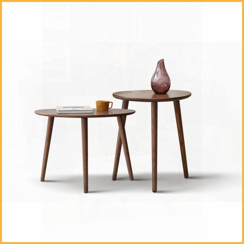 Table basse Mid-Century moderne en chêne massif pour petits espaces - Assemblage facile, capacité de 150 lb Non toxique