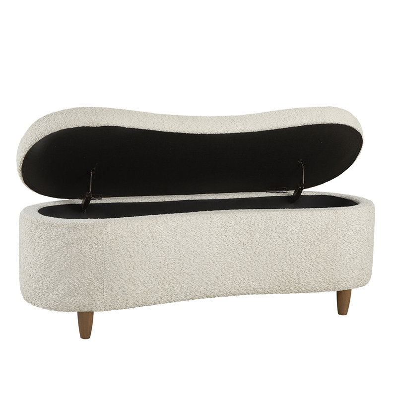 Bailey Boucle Flip Top Storage Bench, Cream
