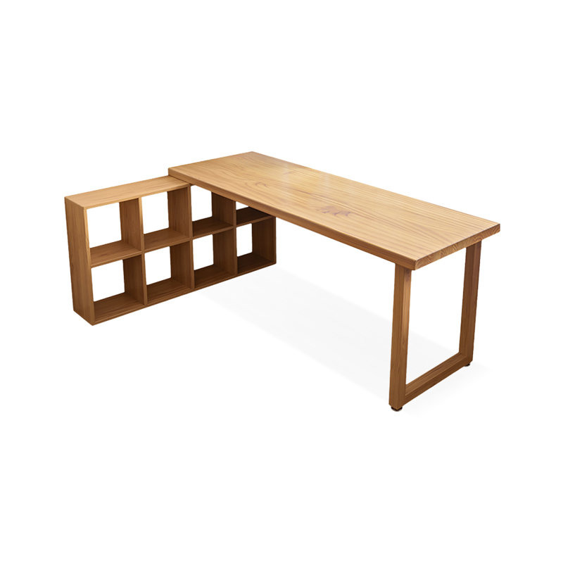 62.99" Burlywood L-Shaped Solid Wood desk, H 29,53 po x l 62,99 po x P 47,24 po