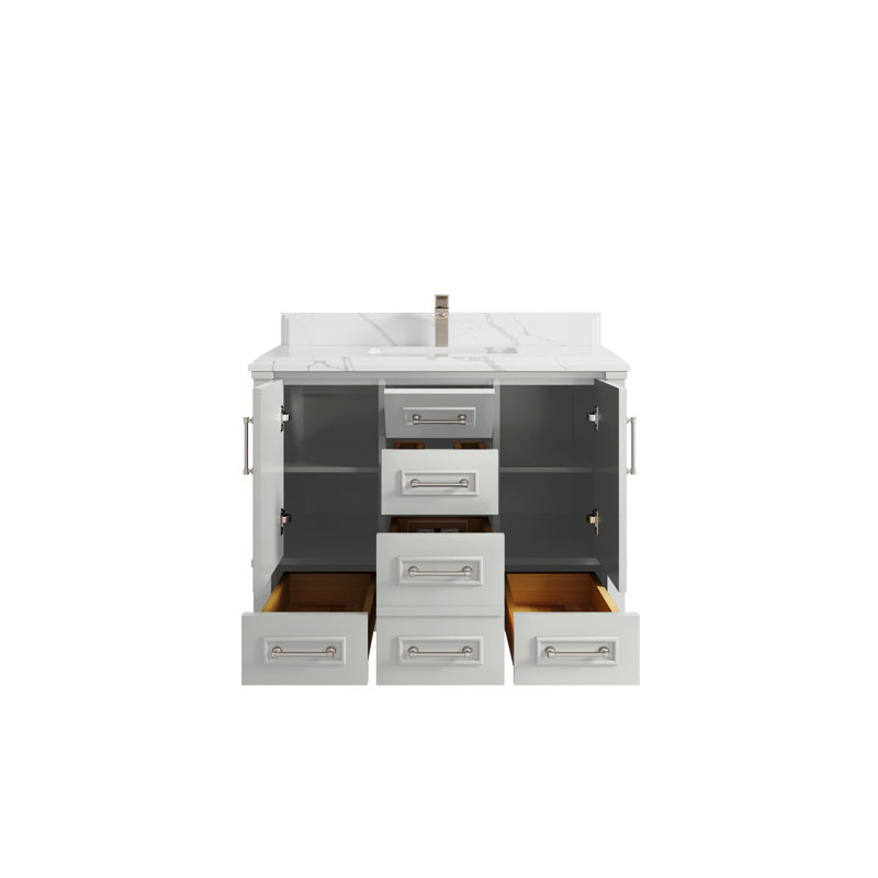 Meuble-lavabo de salle de bain l 42 po x P 22 po x H 36 po Aberdeen, Calacatta Laza