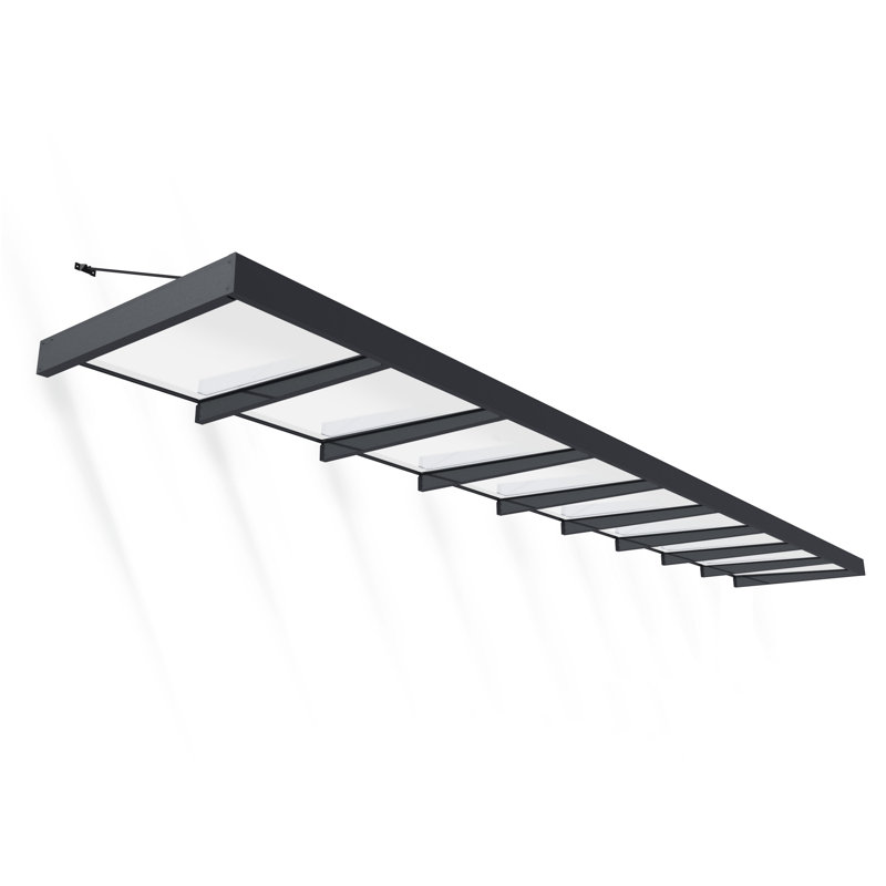 Palram - Canopia Sophia XL 28' W x 4' 7" D Acrylic Galvanized Steel Stationary Door and Window Awning Gray/Mist