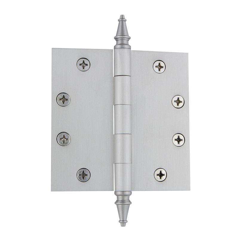 4.5'' x 4.5'' Brass Butt Bearing Hinge, Satin Nickel