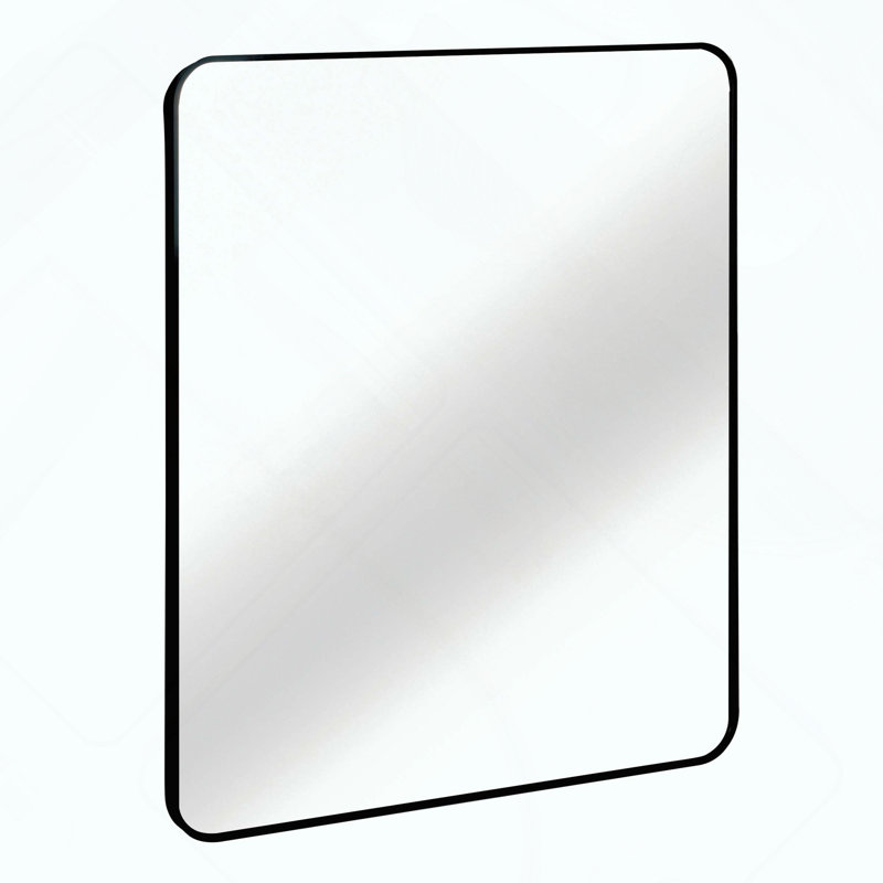 Rectangular Metal Framed Bathroom Mirror, Black, Rectangle, 36" x 30"