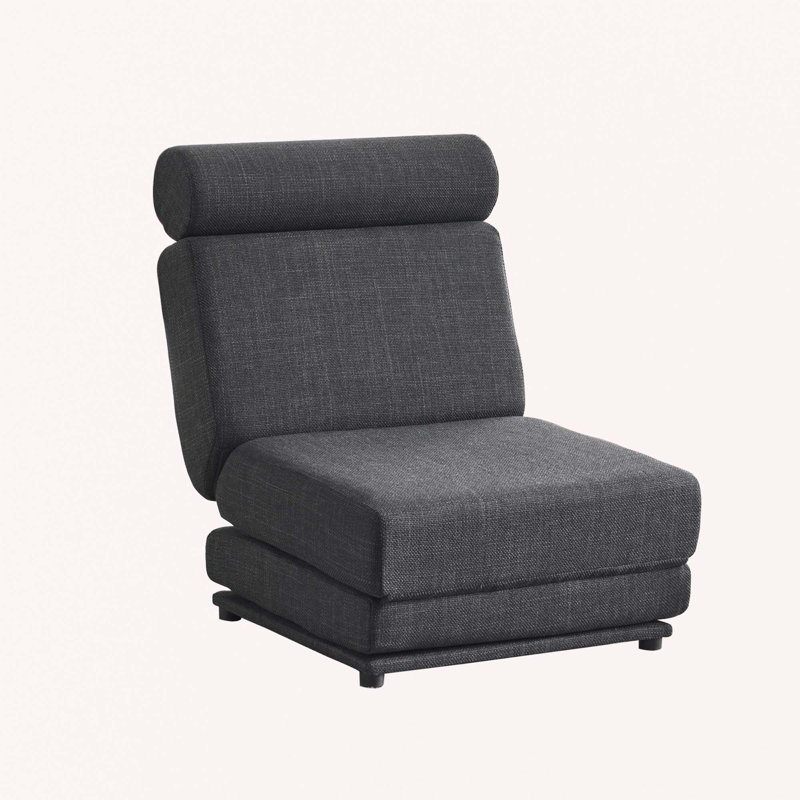 Single Sofa Chair Foldable Single Sofa Bed with Pillow, Dark Gray