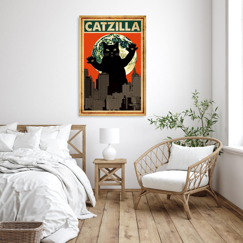 Catzilla sur toile, impression, H 14 po x l 11 po x P 1,25 po